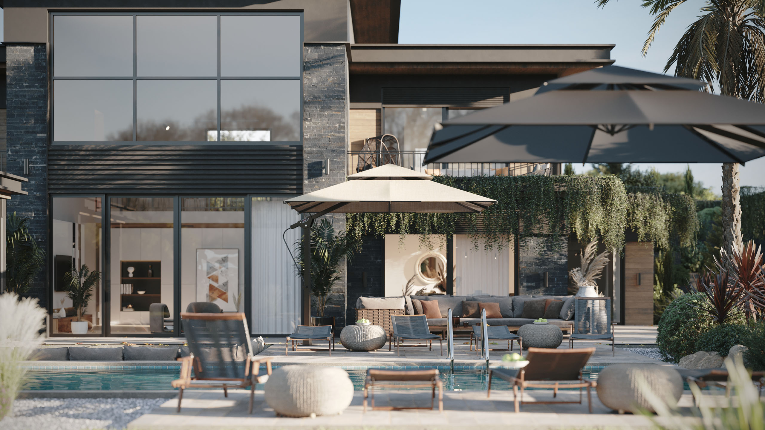 Bahas Lüks Villa - Modern Geometrik Villa & Peyzaj Render